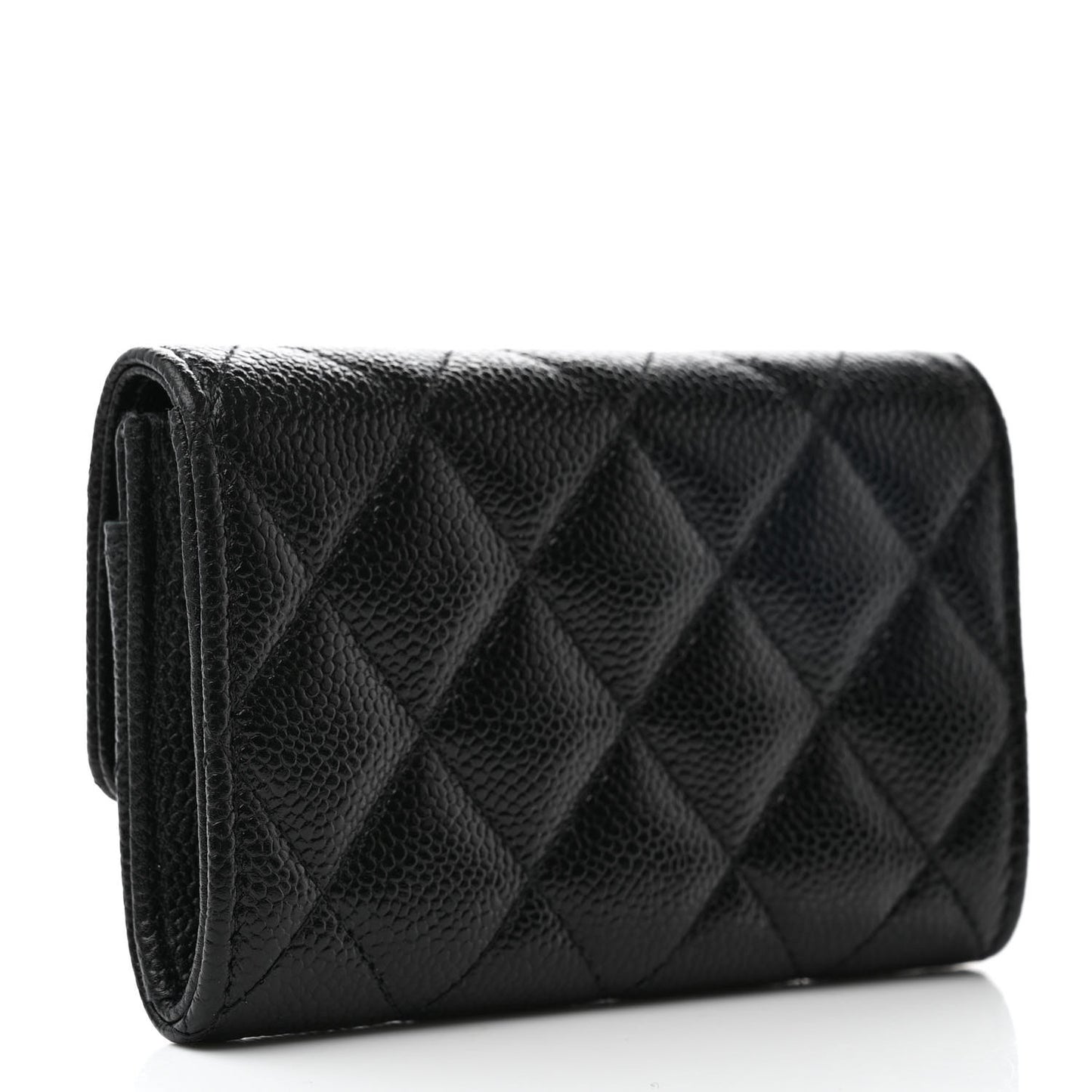 Caviar Quilted Chain CC Flap Card Holder Black