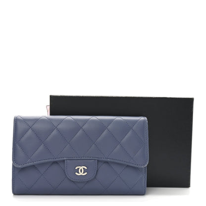 Chanel Lambskin Quilted Large Flap Wallet Blue 8 of 8