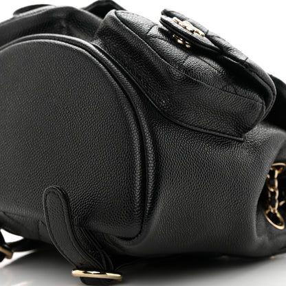 Chanel Shiny Caviar Quilted Small Duma Pockets Drawstring Backpack Black 10 of 12