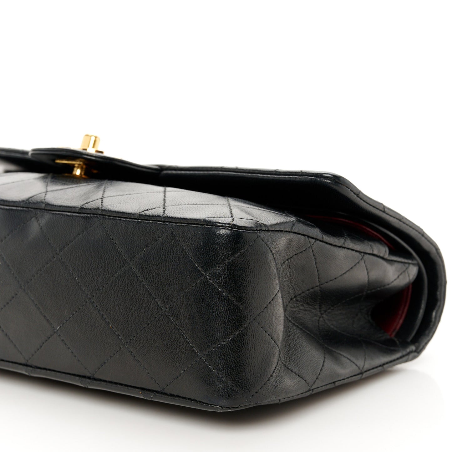 Lambskin Quilted Medium Double Flap Black