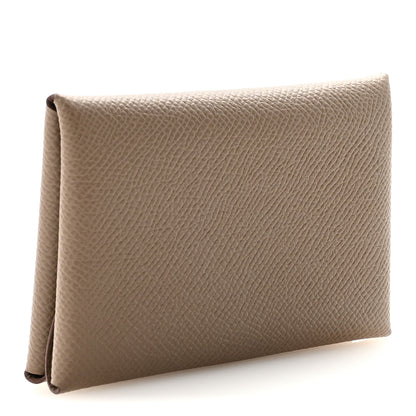 Hermes Epsom Calvi Duo Card Case Etoupe 3 of 7