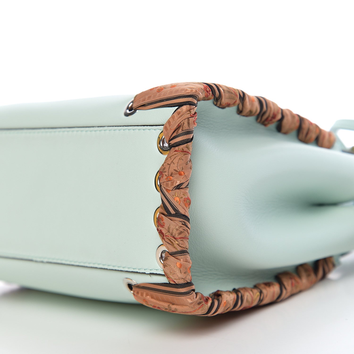Fendi Nappa Ribbon Lace Up Mini Peekaboo Iconic Satchel Fairy Green 8 of 9