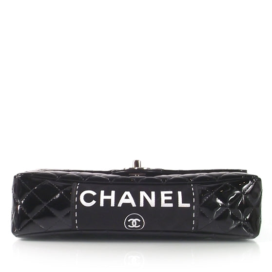 Patent Quilted Secret Label Medium Flap Black