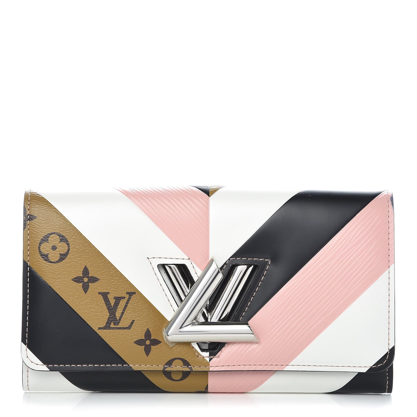 Epi Reverse Monogram Twist Wallet Rose Ballerine