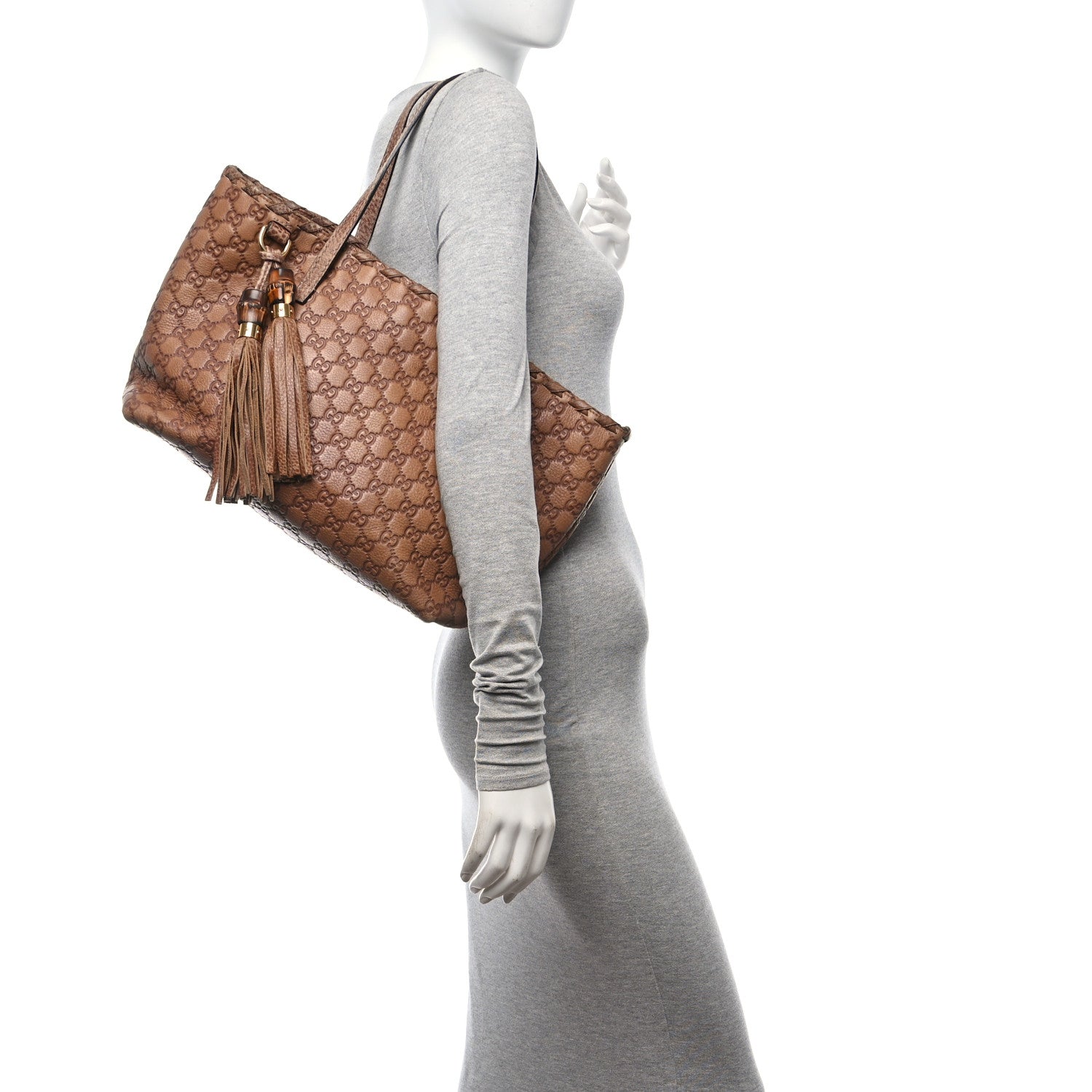 Gucci Guccissima Bamboo Tassel Medium Tote Brown 2 of 12