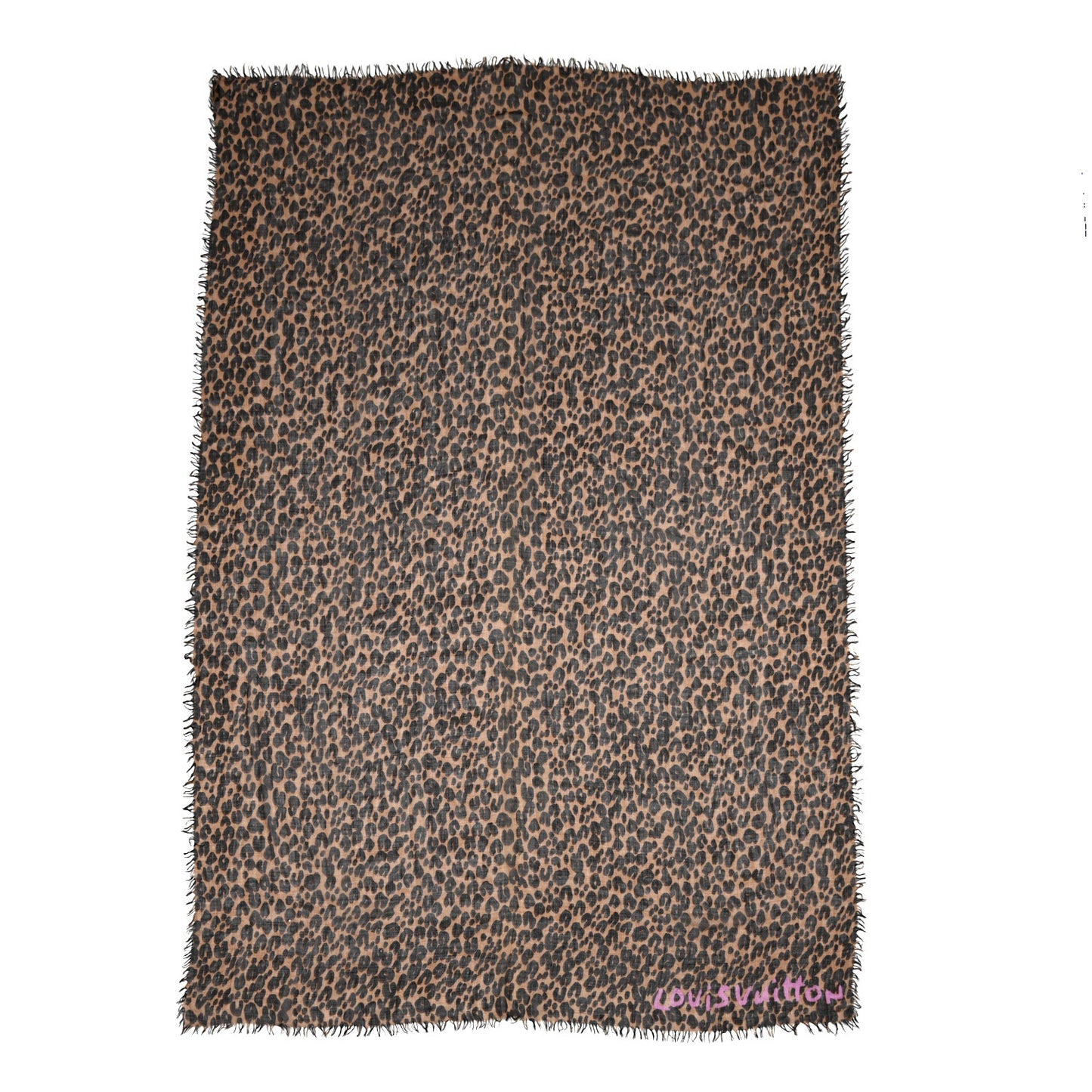 Cashmere Silk Leopard Etole Stole Marron
