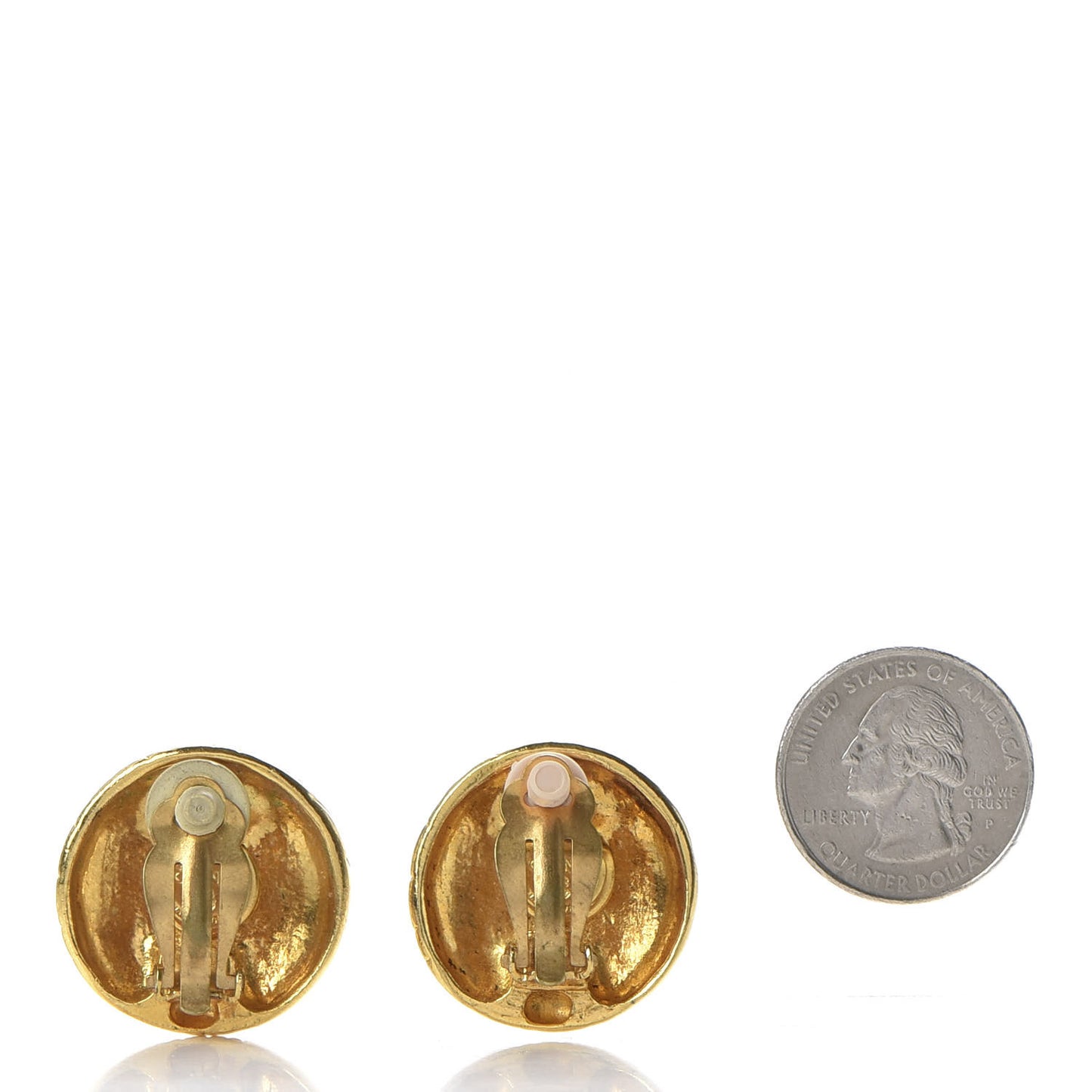 Medallion Logo Clip On Earrings Gold