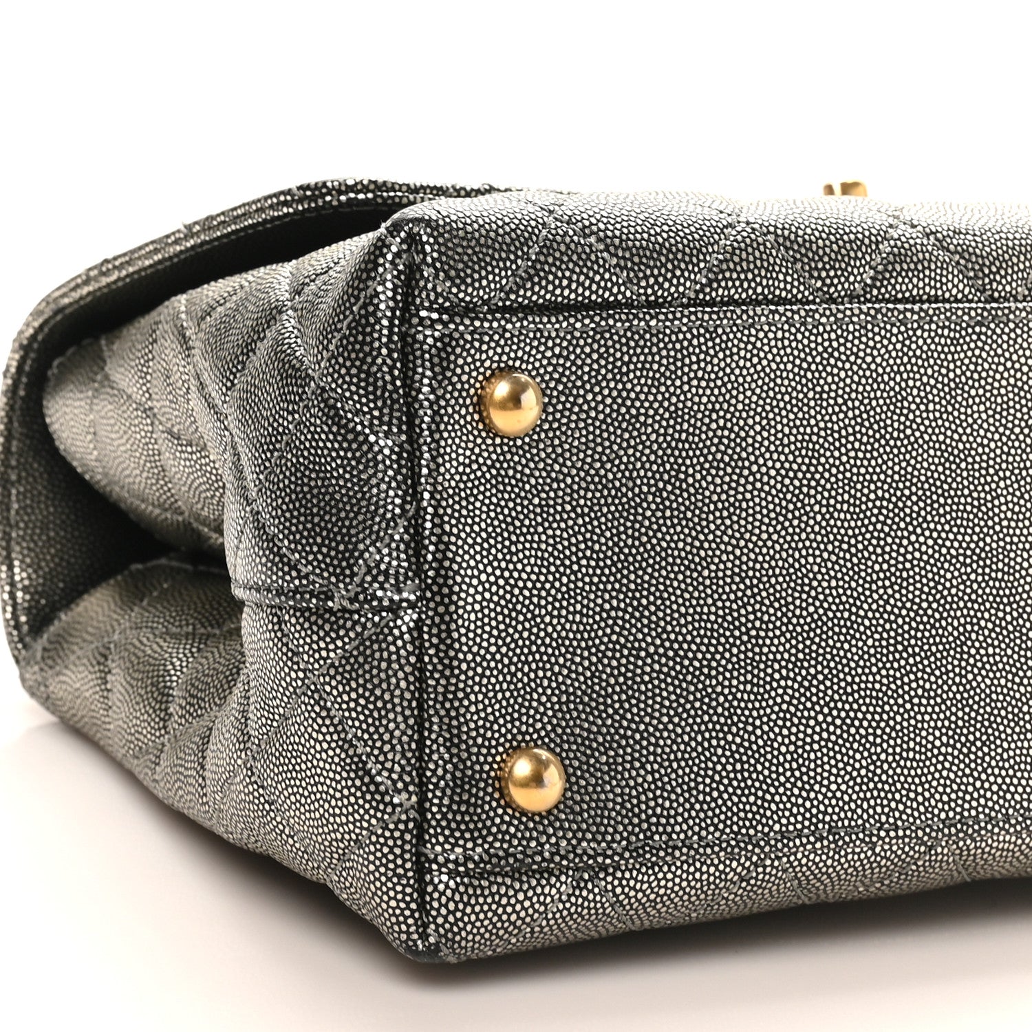Chanel Metallic Caviar Quilted Small Coco Handle Flap Silver 9 of 10