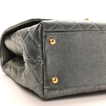 Chanel Metallic Caviar Quilted Small Coco Handle Flap Silver 9 of 10