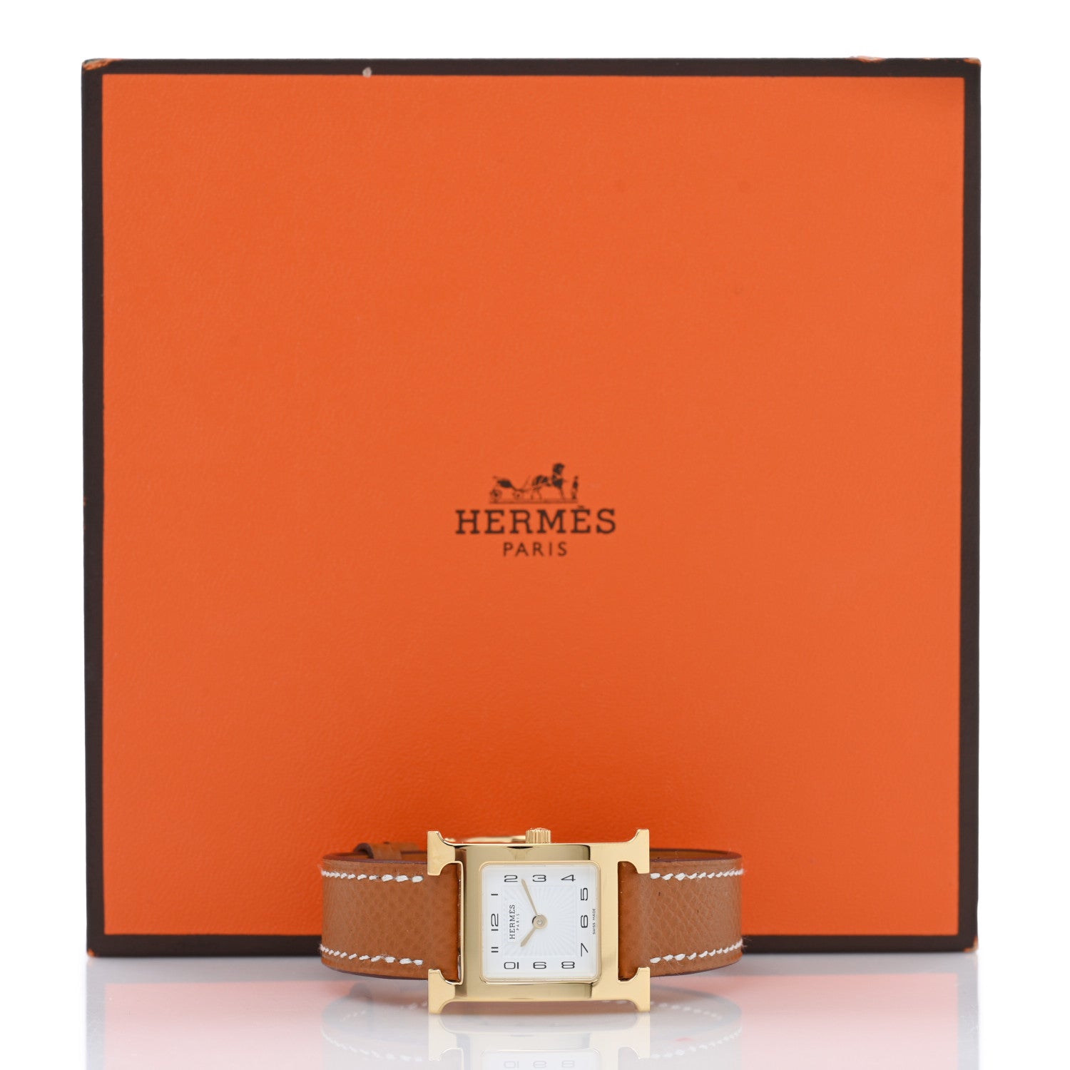 Hermes Stainless Steel Epsom 21mm Heure H Hour Quartz Watch Gold 5 of 5