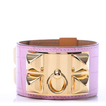 Hermes Matte Alligator Collier De Chien CDC Bracelet T2 5P Pink 4 of 8