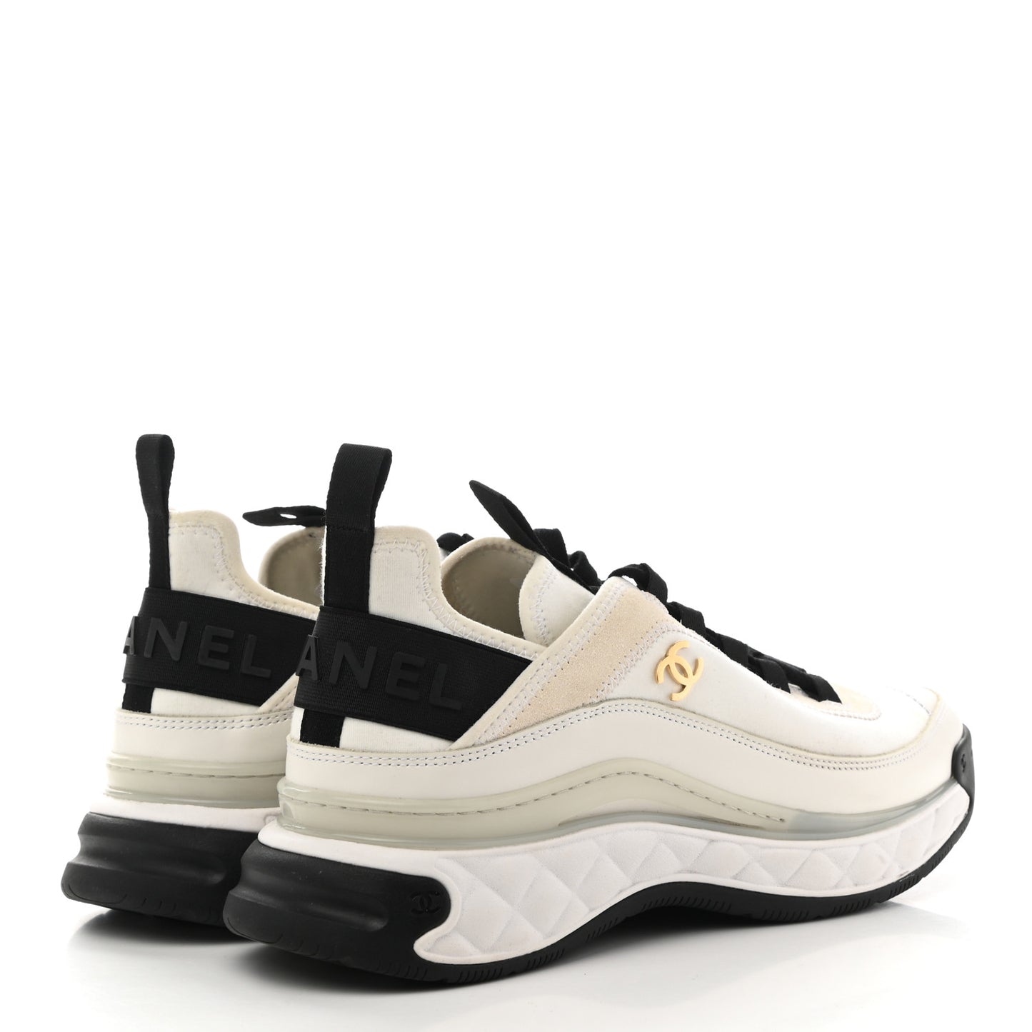 Velvet Calfskin Mixed Fibers CC Sneakers 39 Ivory Black