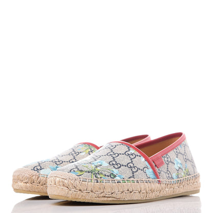 Gucci GG Supreme Monogram Blooms Espadrilles 38 Beige Blue Navy Hibiscus Red 3 of 10