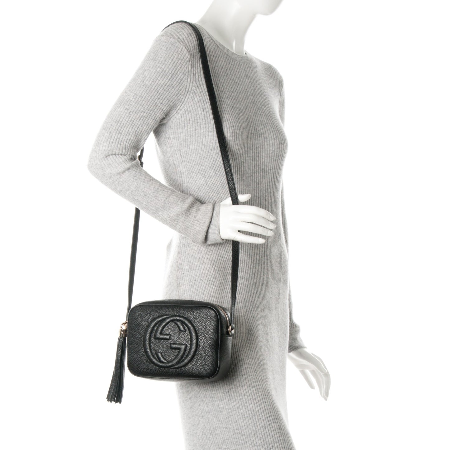 Pebbled Calfskin Small Soho Disco Bag Black