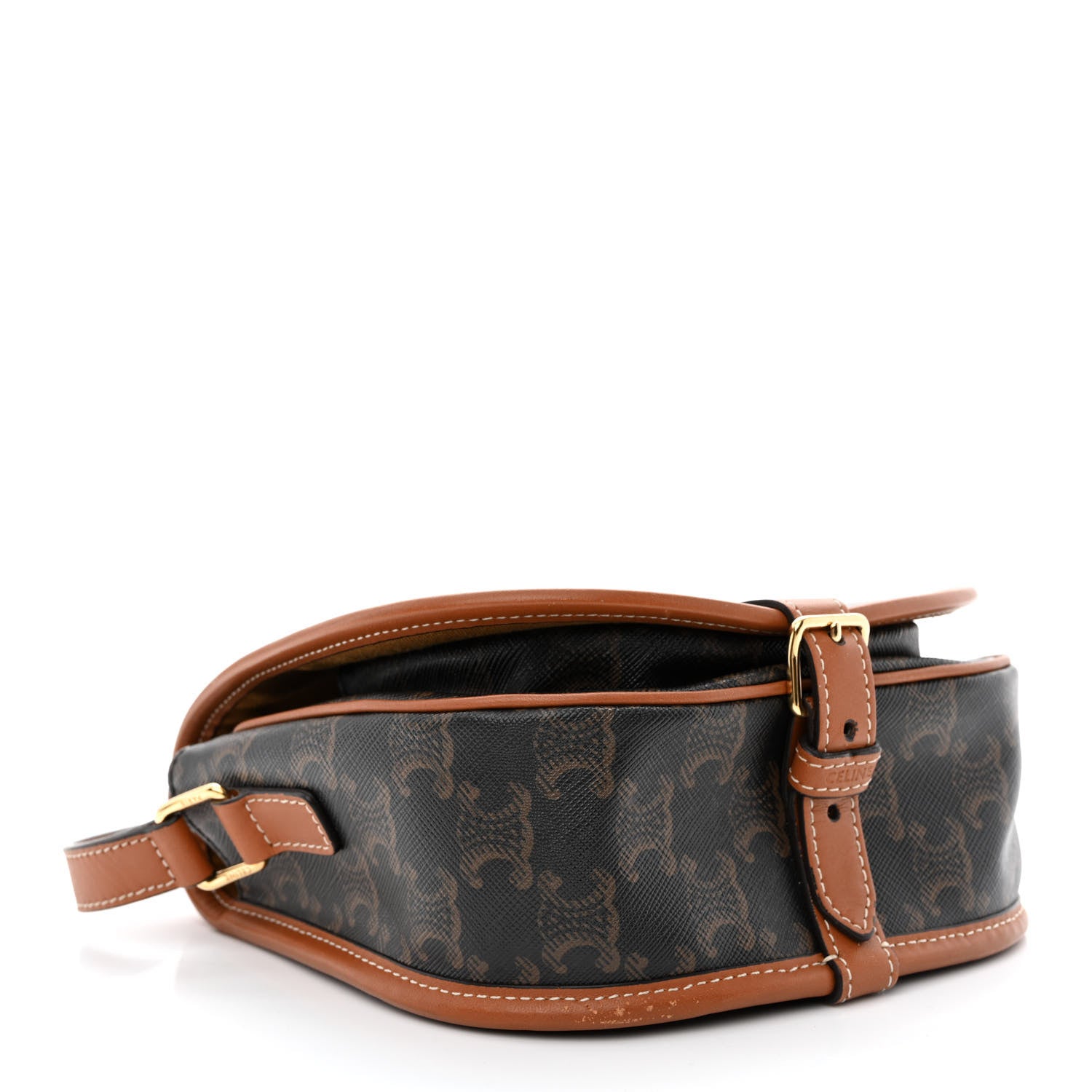 Celine Triomphe Canvas Medium Folco Bag Tan 4 of 11