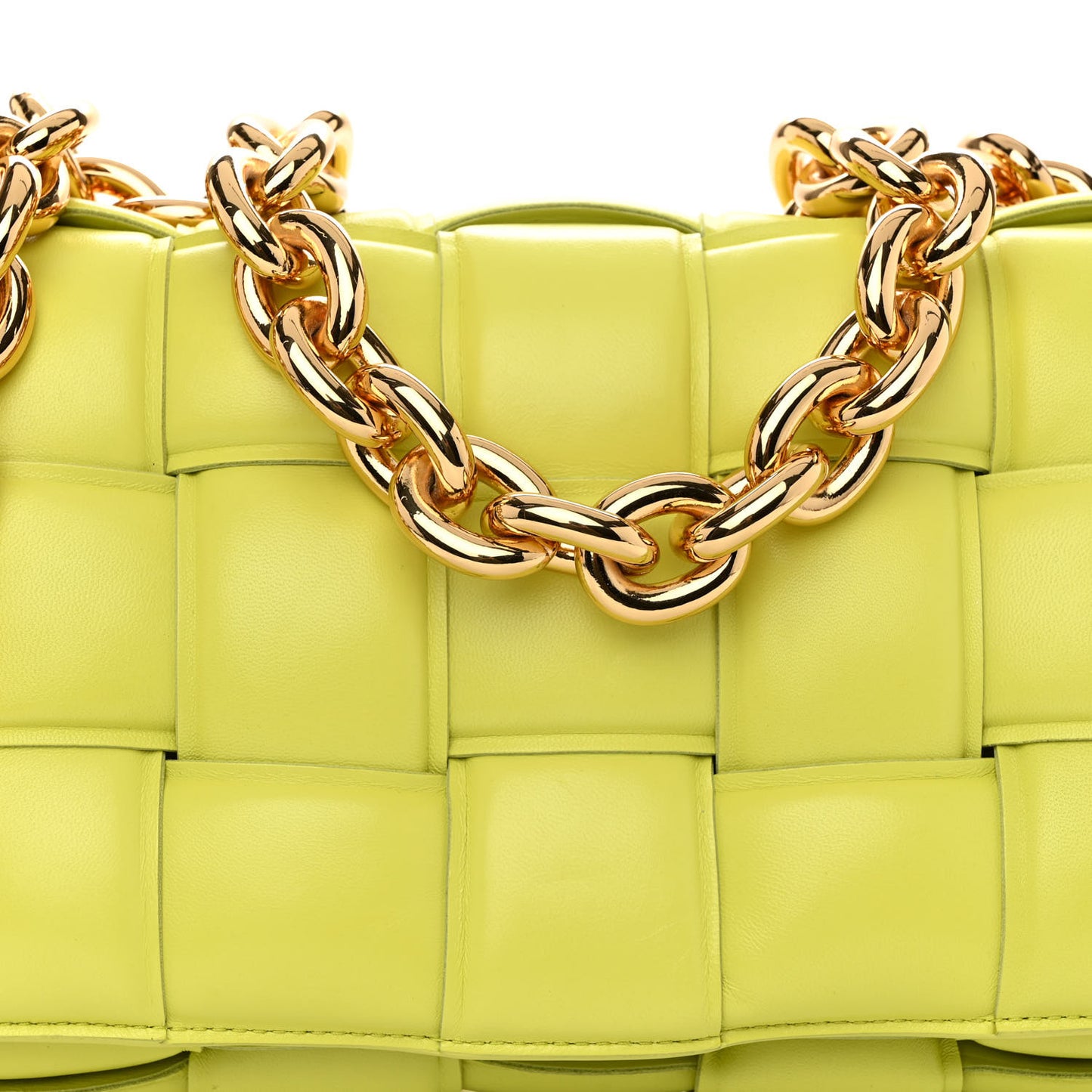Lambskin Maxi Intreccio Padded Chain Cassette Crossbody Bag Kiwi