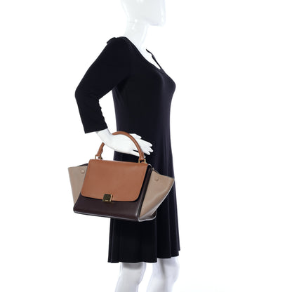 Celine Satin Baby Grained Calfskin Tri-color Medium Trapeze Tan 3 of 9
