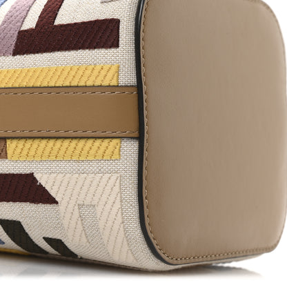 Fendi Canvas Vitello King FF Embroidered Mini Mon Tresor Bucket Bag Dusty Mauve Cappuccino Multicolor 9 of 10