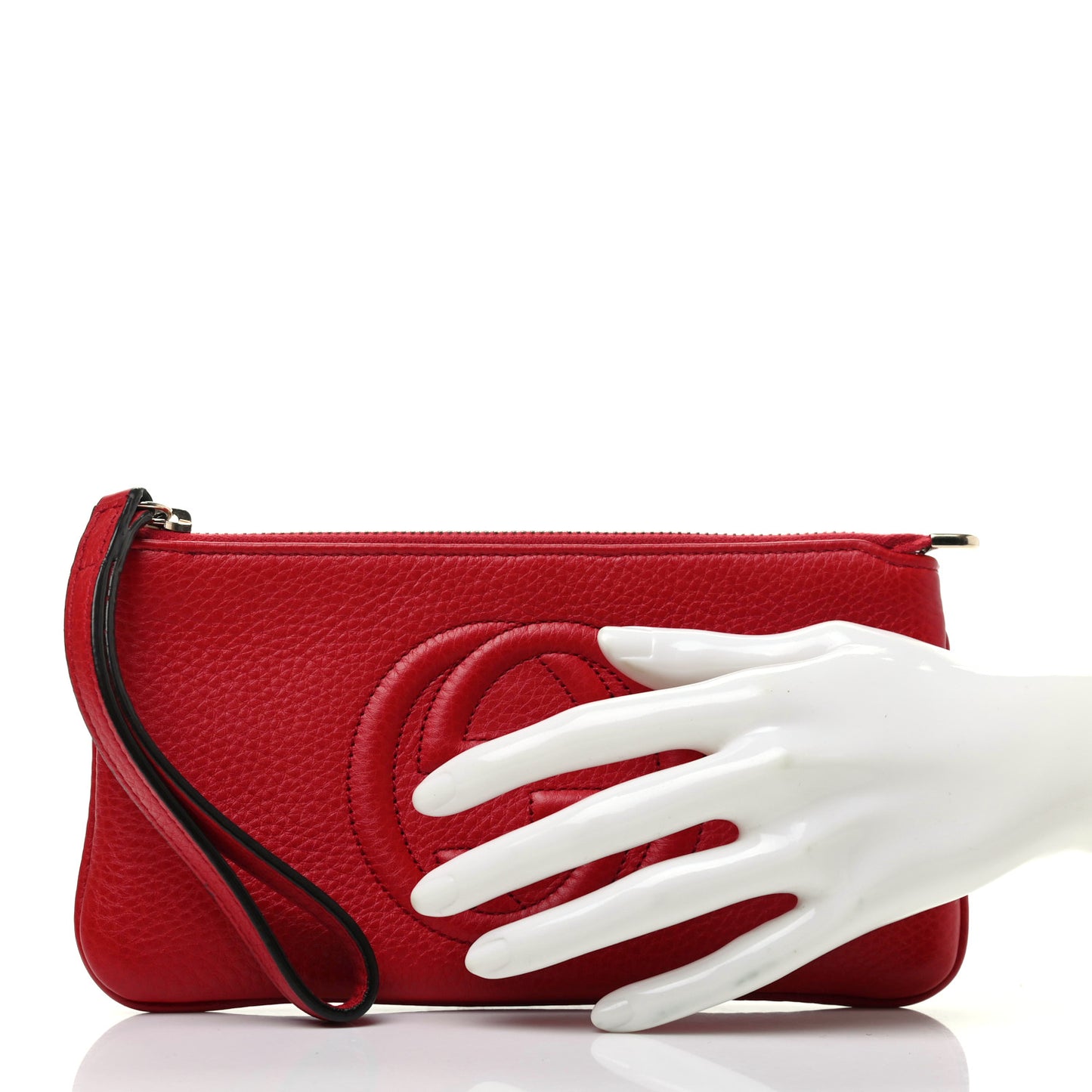Pebbled Calfskin Soho Wristlet Vibrant Red