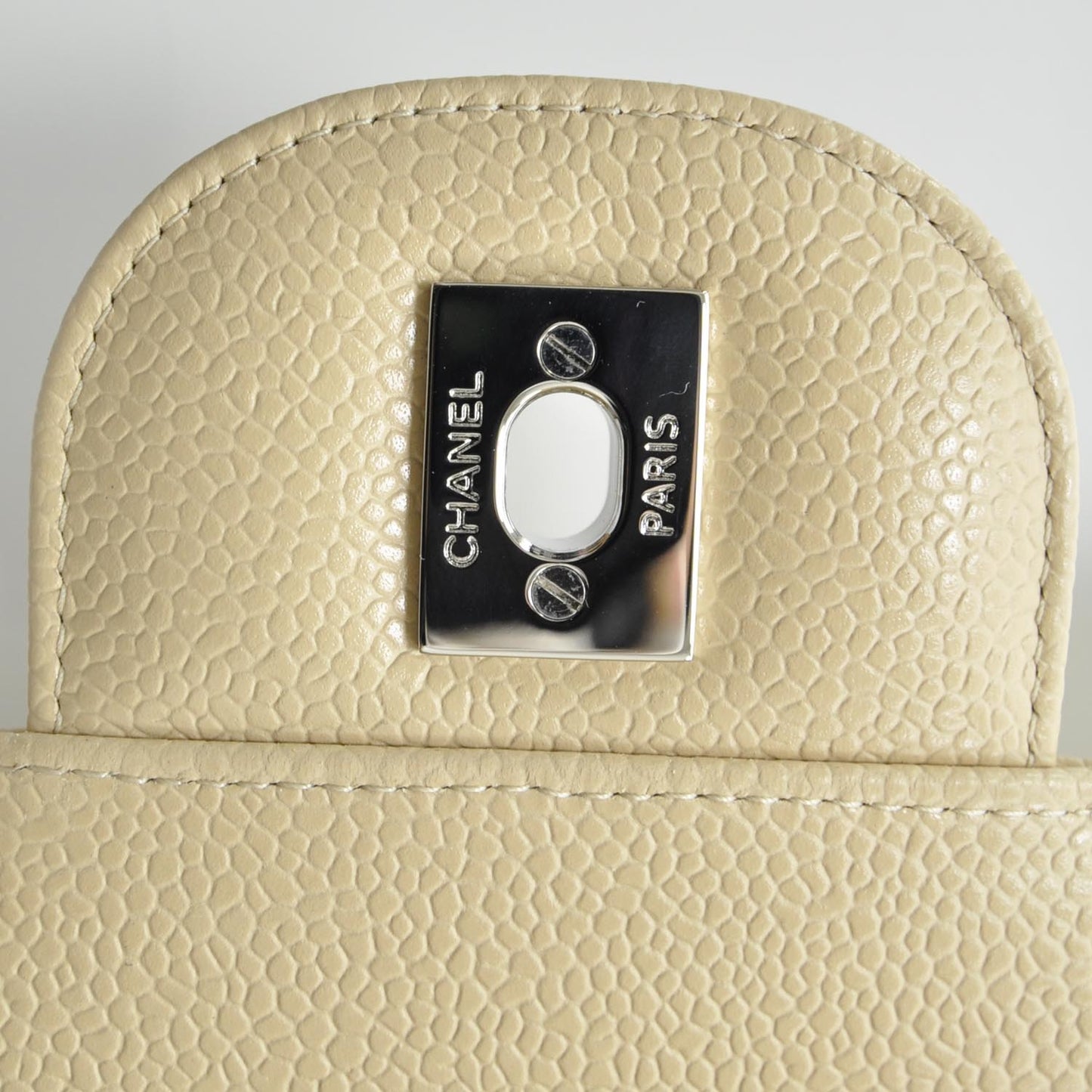 Caviar Jumbo Double Flap Beige Clair