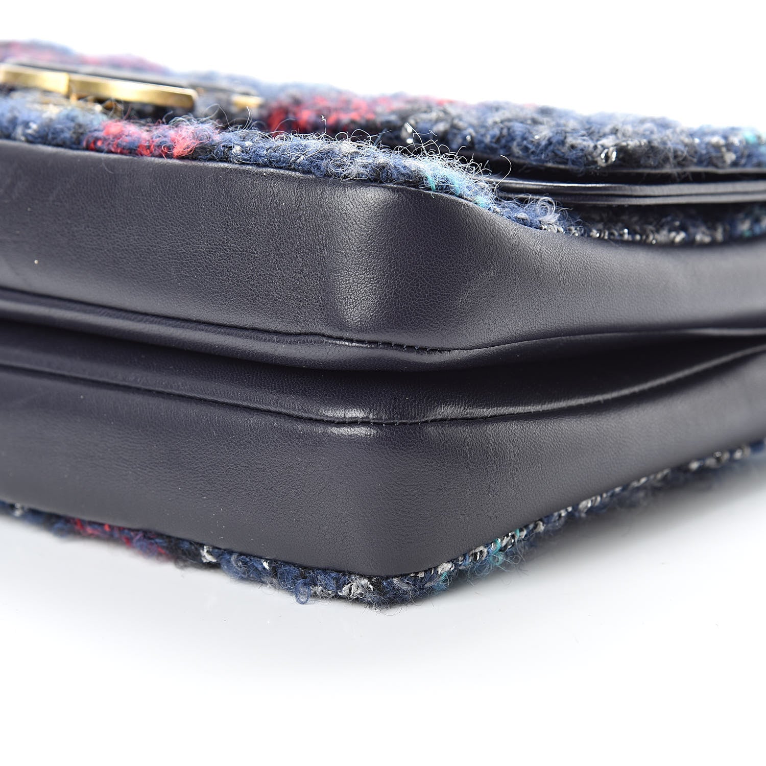 Chanel Tweed Quilted Enamel CC Double Flap Blue Multicolor 11 of 13