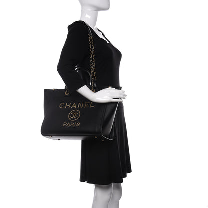 Chanel Caviar Small Studded Deauville Tote Black 2 of 13