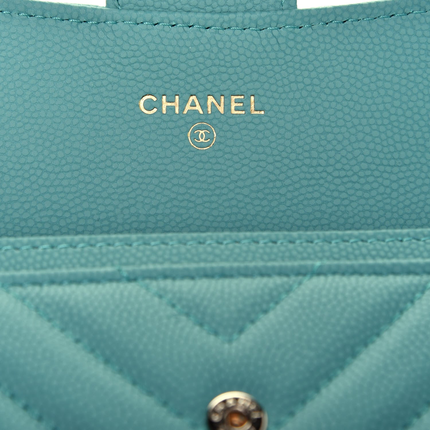 Chanel Caviar Chevron Quilted Flap Card Holder Green 8 of 9