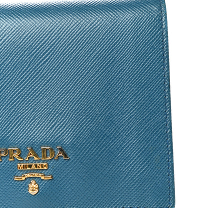 Prada Saffiano Metal Compact Snap Bi-Fold Wallet Cobalto 19 of 20
