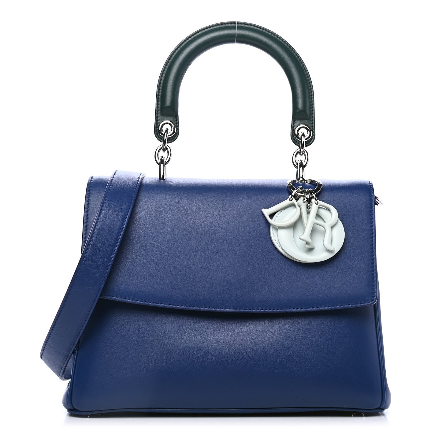 Smooth Calfskin Small Tri-Color Be Dior Flap Blue Celeste Deep Green