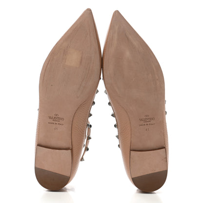 Valentino Garavani Pebbled Calfskin Onyx Rockstud Rolling Cage Ballerina Flats 41 Soft Noisette 5 of 9