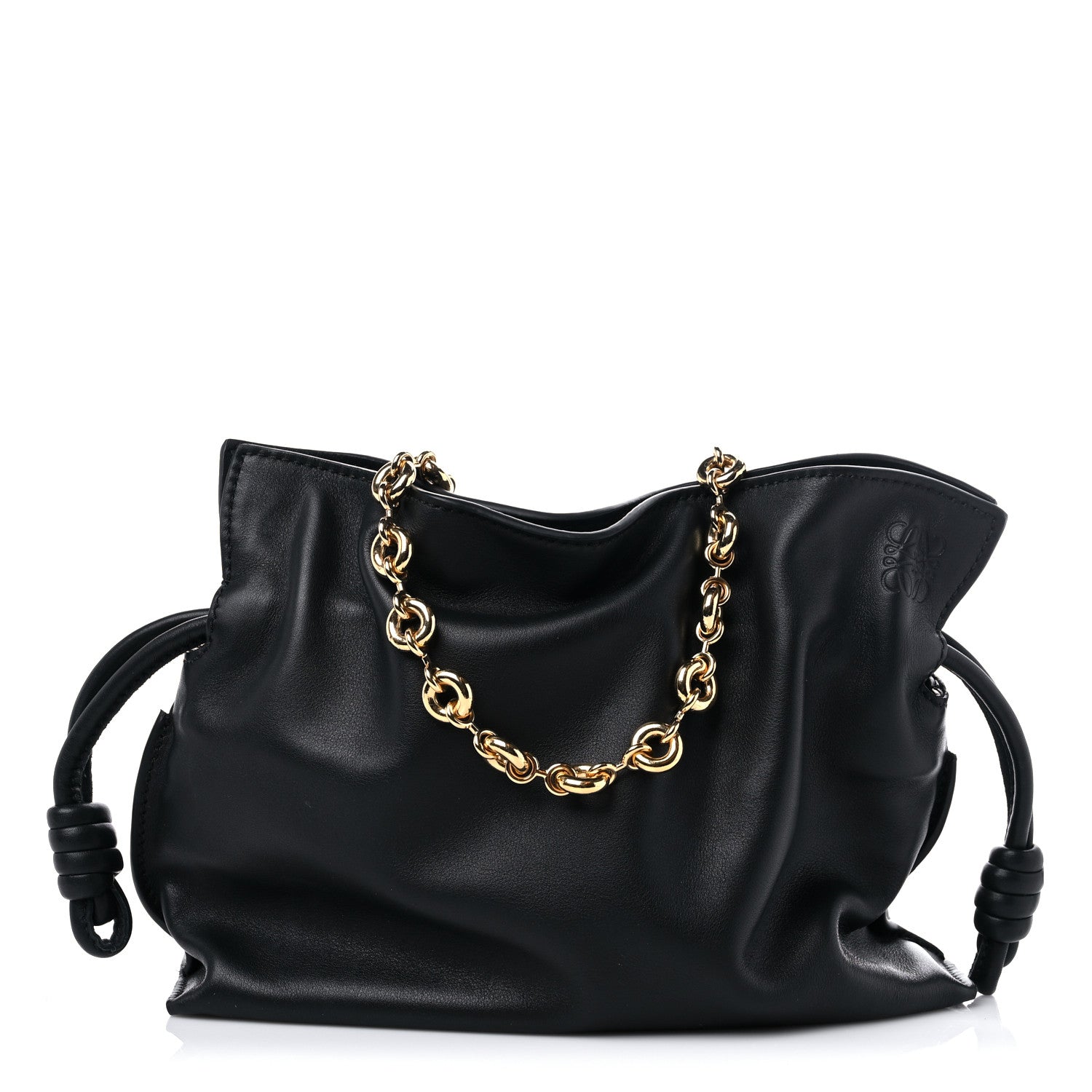 Loewe Nappa Calfskin Mini Flamenco Knot Clutch With Chain Black 1 of 8