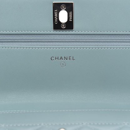 Chanel Lambskin Quilted Trendy CC Wallet On Chain WOC Light Blue 6 of 12