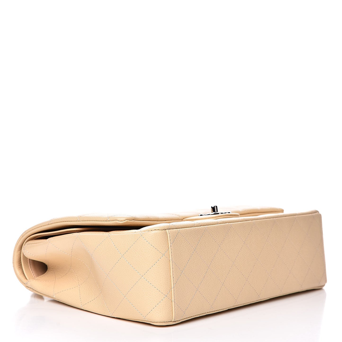 Caviar Quilted Maxi Double Flap Light Beige
