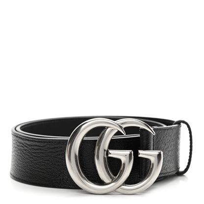Gucci Textured Dollar Calfskin Nickel Double G 40mm Belt 75 30 Black 1 of 5