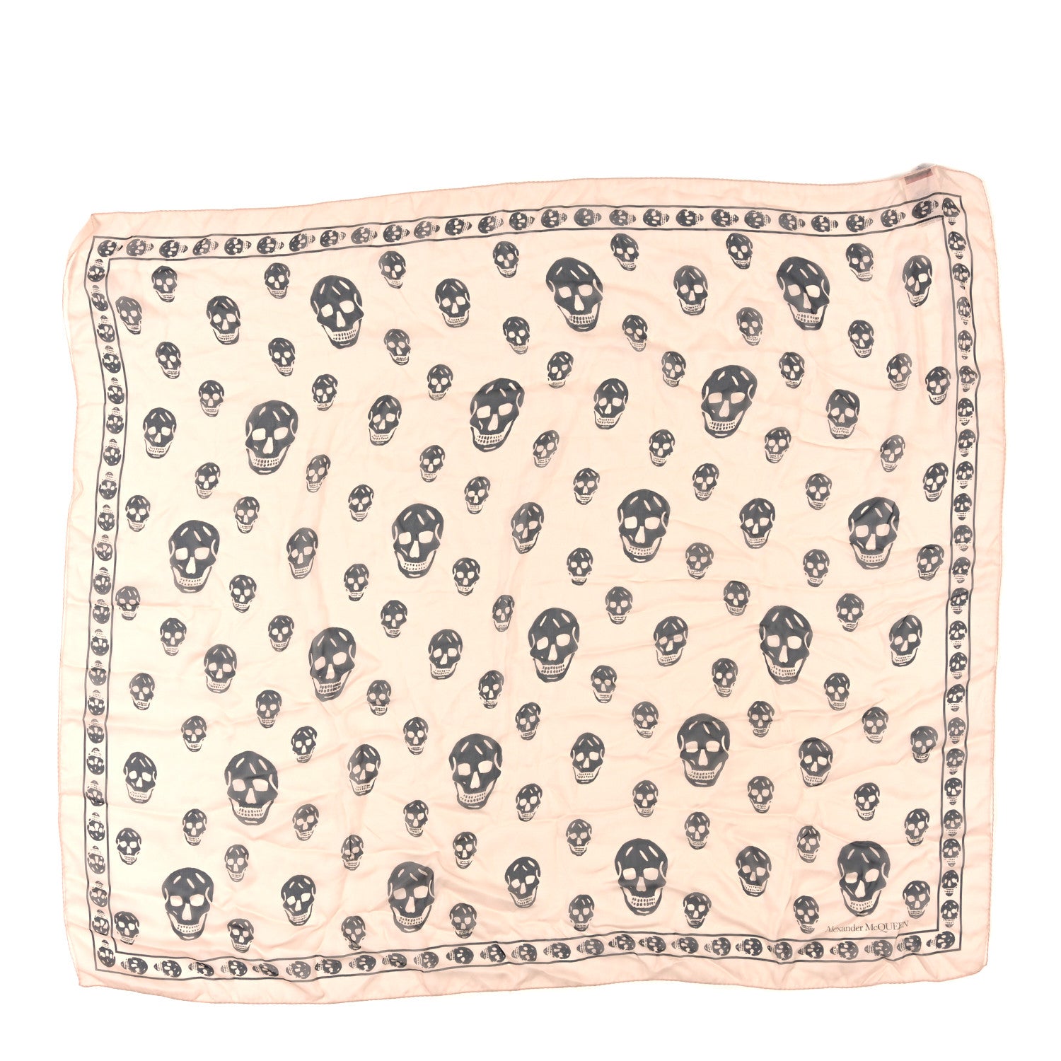 Alexander McQueen Silk Chiffon Skull Scarf Rose Black 1 of 3