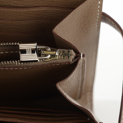 Hermes Chevre Mysore Kelly Longue Wallet Etoupe 3 of 12