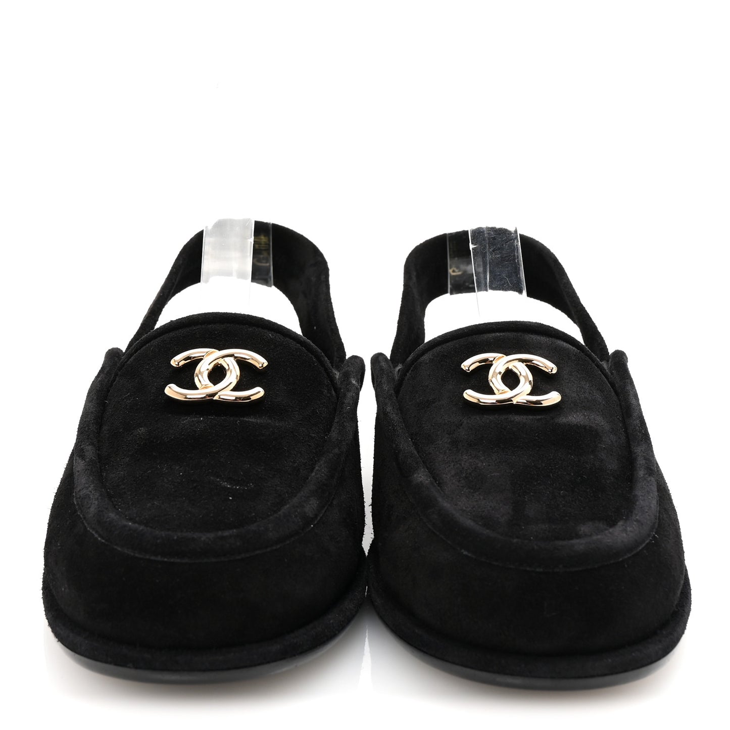 Suede Calfskin CC Slingback Loafers 40 Black