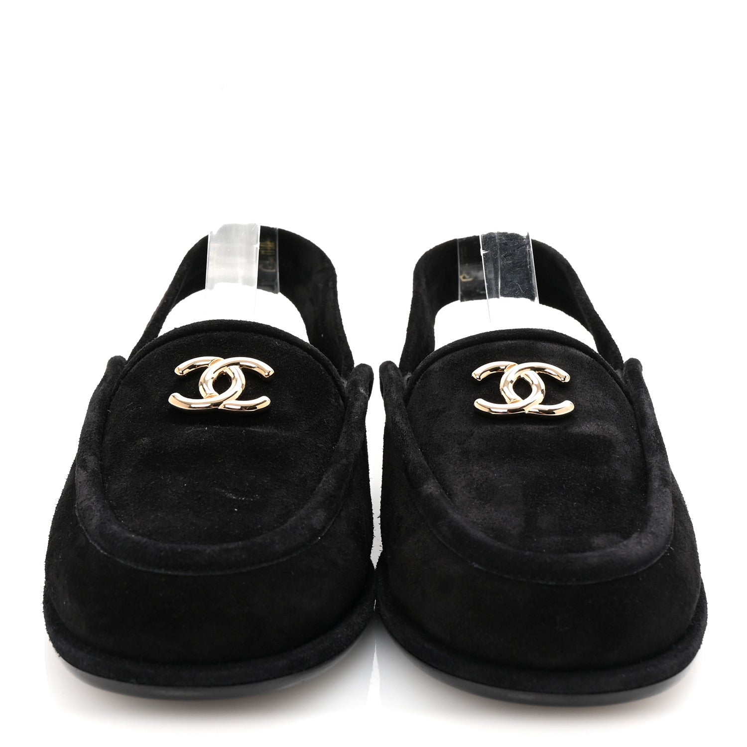 Chanel Suede Calfskin CC Slingback Loafers 40 Black 3 of 9