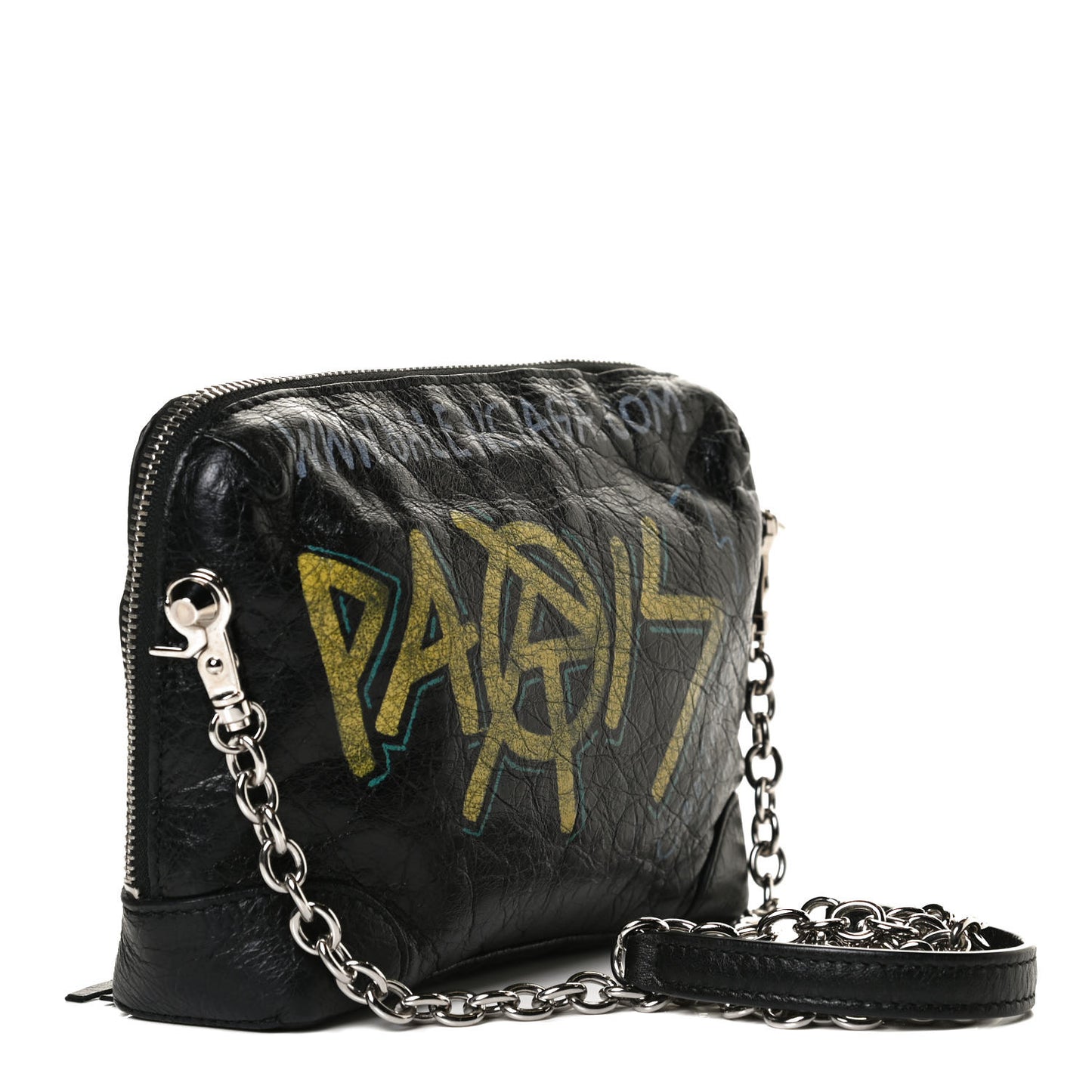 Agneau Classic Silver Hardware Graffiti Reporter XS Black