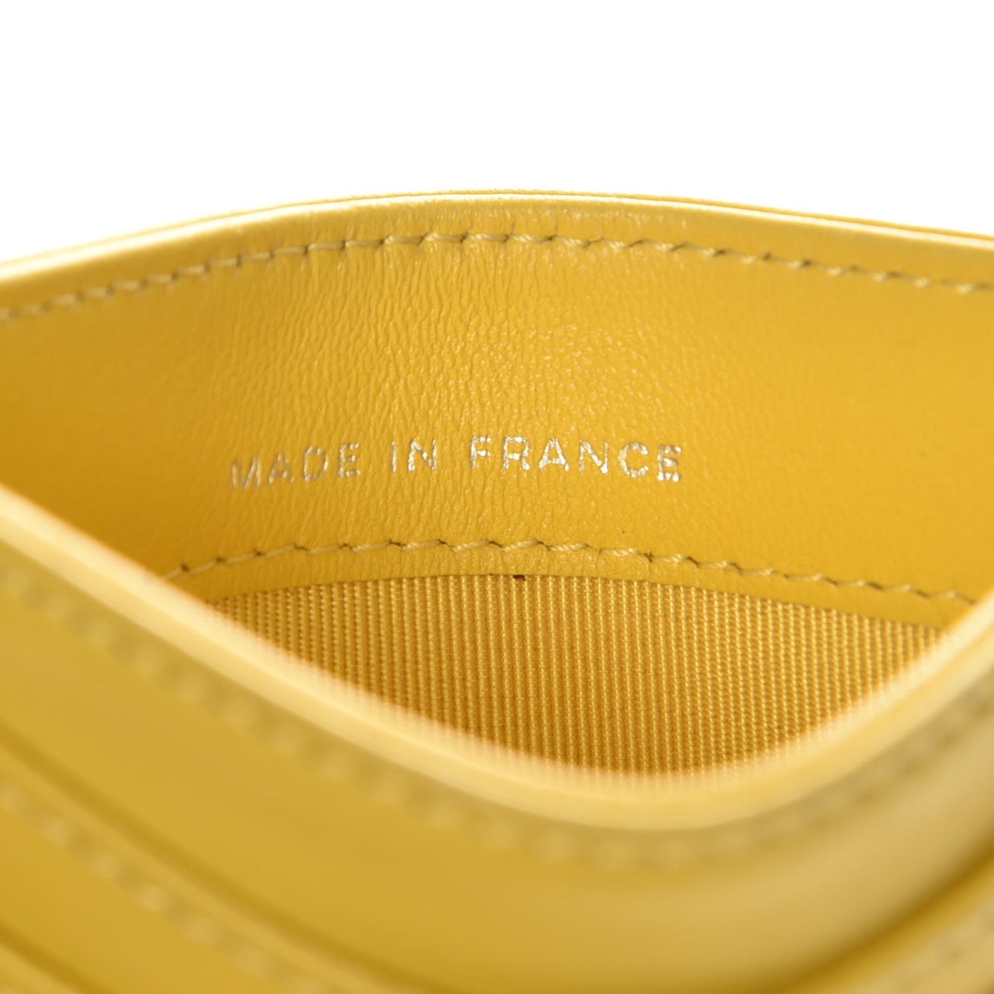 Lambskin Quilted Card Holder Yellow