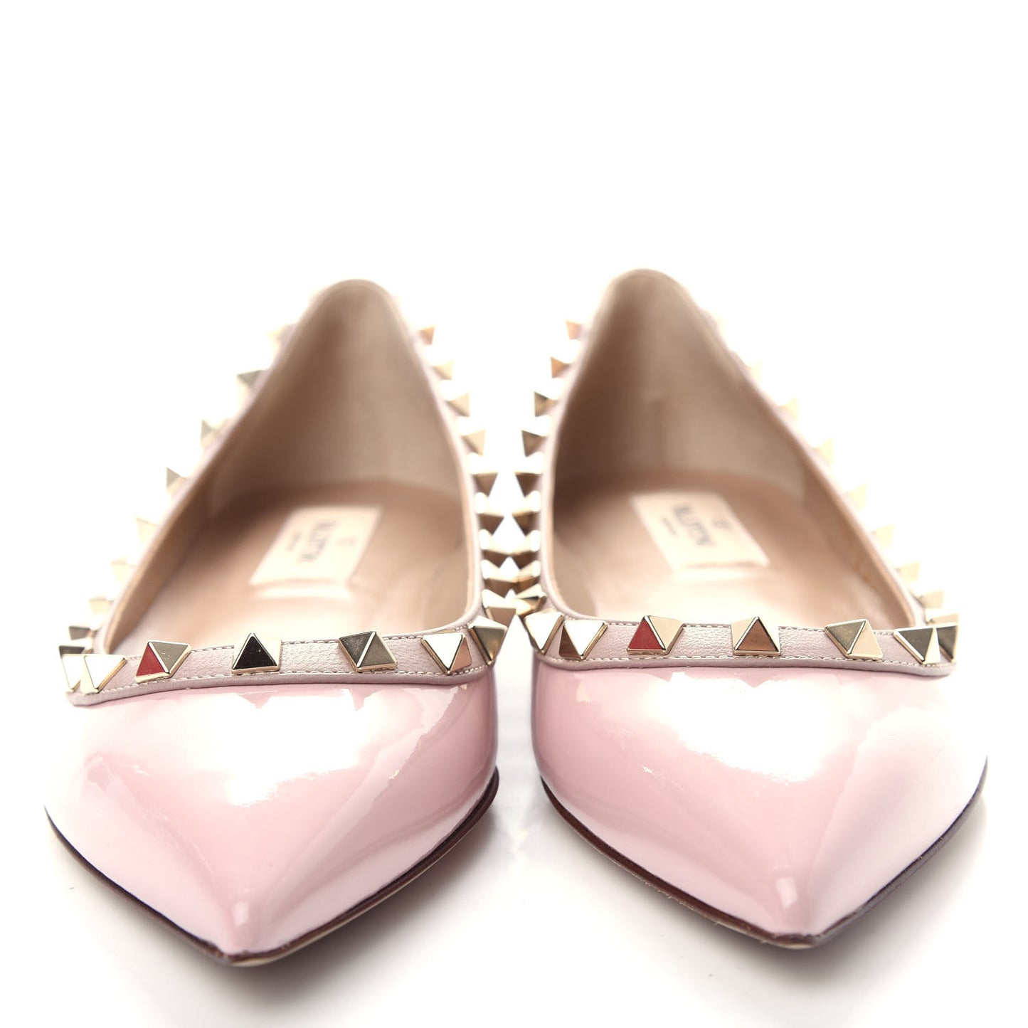 Patent Rockstud Ballerina Flats 35.5 Water Rose Poudre