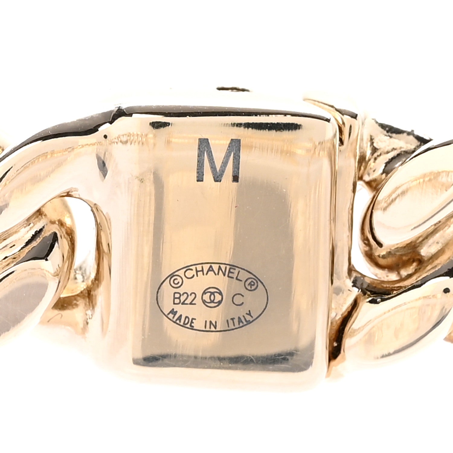 Chanel Metal CC Chain Link Choker Necklace M Gold 4 of 5