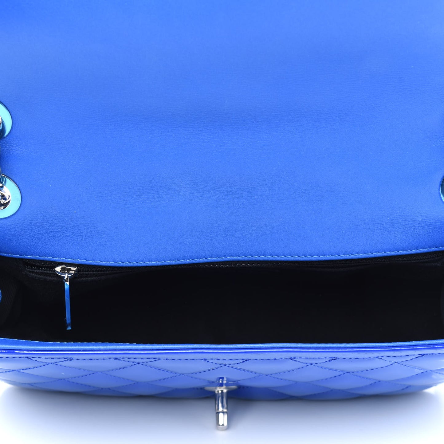 Patent Quilted Large Coco Shine Flap Blue