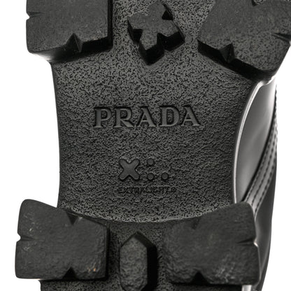 Prada Spazzolato Rois Re-Nylon Metal Triangle Logo Monolith Pouch Pocket 55mm Boots 39.5 Black 7 of 9