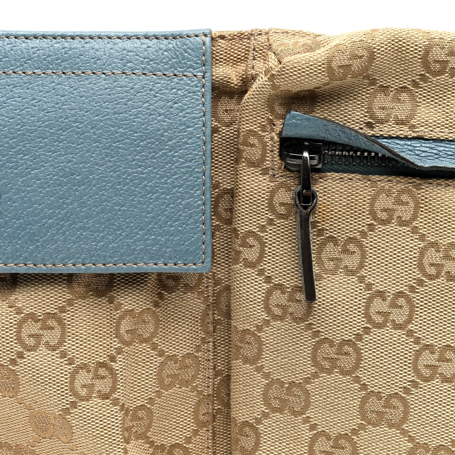GG Monogram Web Double Pocket Belt Bag Blue
