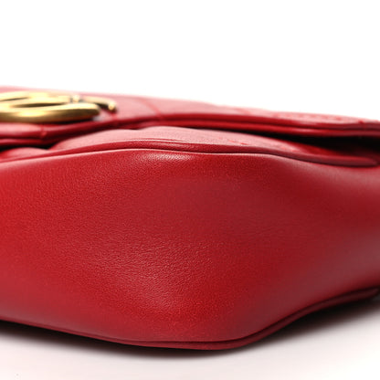 Gucci Calfskin Matelasse Super Mini GG Marmont Shoulder Bag Hibiscus Red 10 of 10