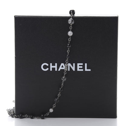Chanel Ruthenium Pearl Bead CC Long Necklace Black 5 of 5