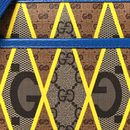 Gucci GG Supreme Monogram Mix Textured Dollar Calfskin Rhombus Inlay Crossbody Bag Beige Ebony Harvest Joy Blue 8 of 10