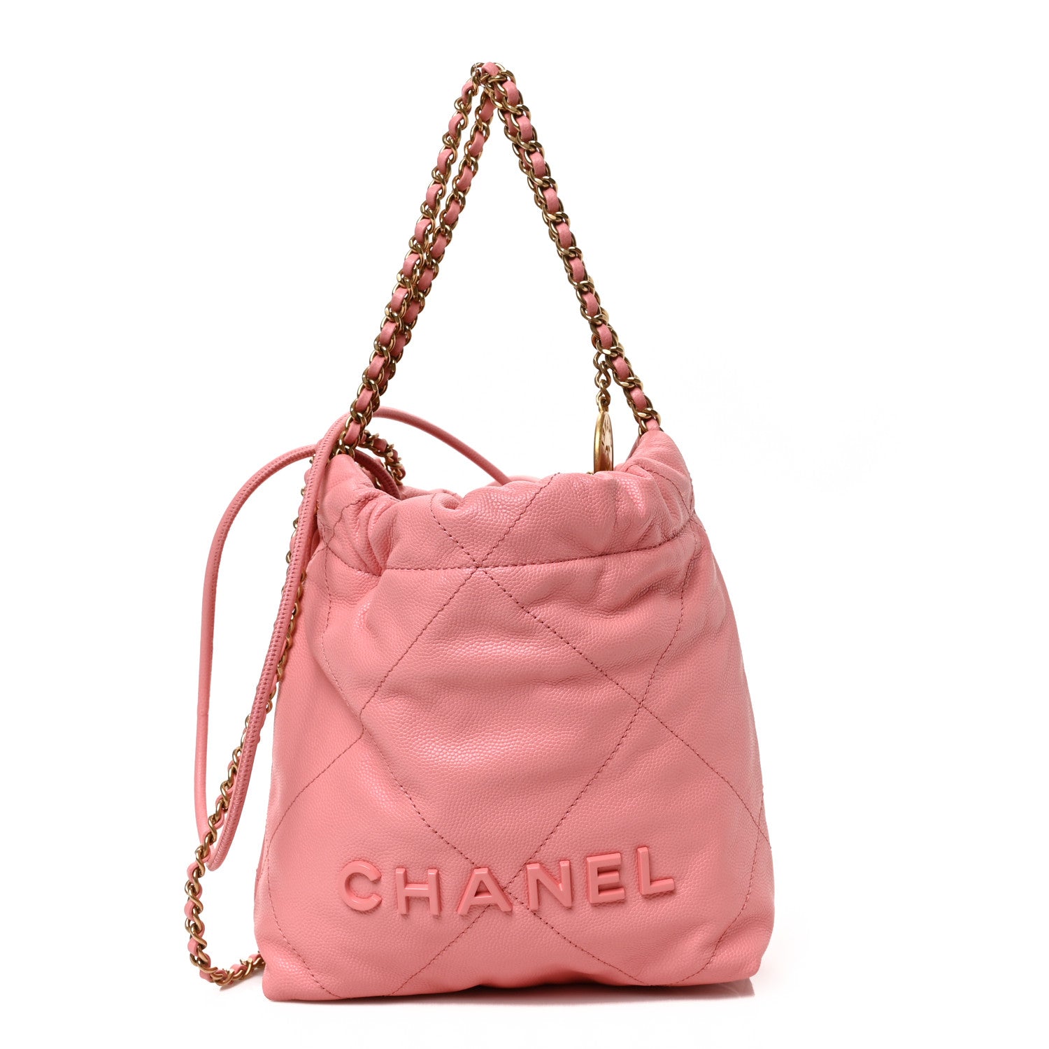 Chanel Shiny Caviar Quilted Mini Chanel 22 Coral 1 of 9