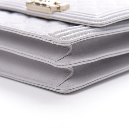 Chanel Caviar Quilted North South Boy Flap Light Grey 10 of 11